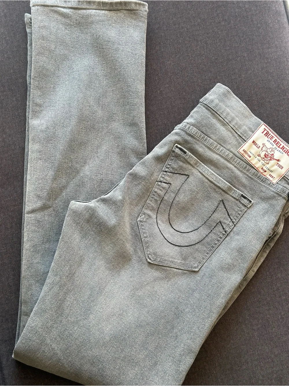 True Religion Ricky Relaxed Straight Gray Jeans Men’s 36